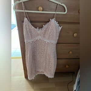 NICHOLAS like new pink with white lace overlay cocktail dress